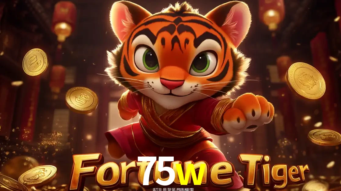 O carismático mascote do jogo de slot Fortune Tiger, um tigre fofo em pose de artes marciais, pronto para trazer sorte e multiplicadores de ganhos no cassino online 75w.
