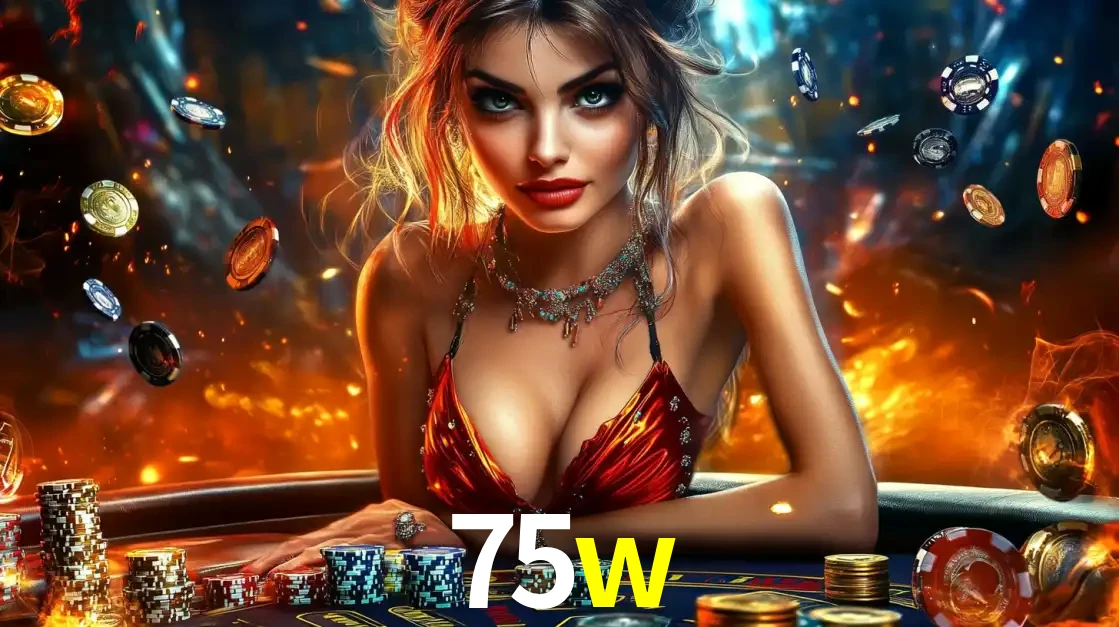 Mulher em uma mesa de cassino com pilhas de fichas e um fundo de fogo, pronta para uma rodada de altas apostas nos jogos de mesa emocionantes do cassino 75w.